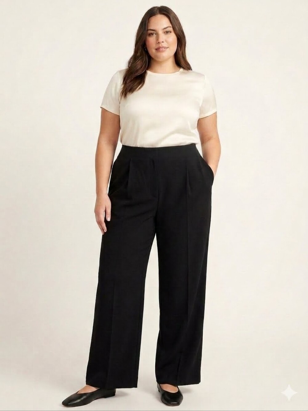 Free People Black Wide-Leg Pleated Trousers XL